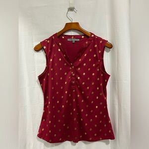 Alex & Parker - Burgundy Sleeveless Blouse with Gold Accents